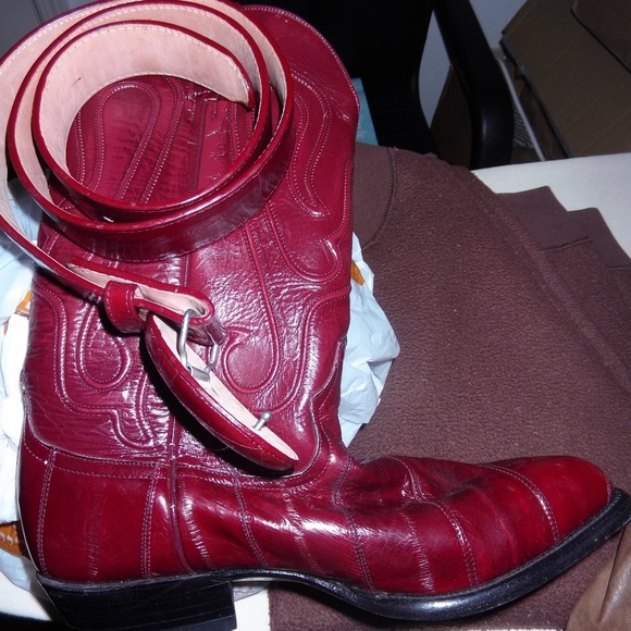 Los Altos Shoes Men Eel Skin Cowboy Boots And Belt Poshmark